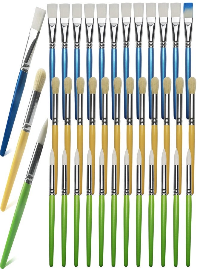 GACDR Bulk Paint Brushes for Kids Variety 36 Pcs, Back to School Toddlers PaintBrushes, Flat & Round Mop Paint Brushes for Toddlers & Classrooms，Short Wooden Handle - Image 1